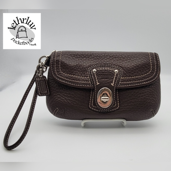 Coach Legacy Leather Large Flap Wristlet F41940 - Brown - Picture 1 of 8